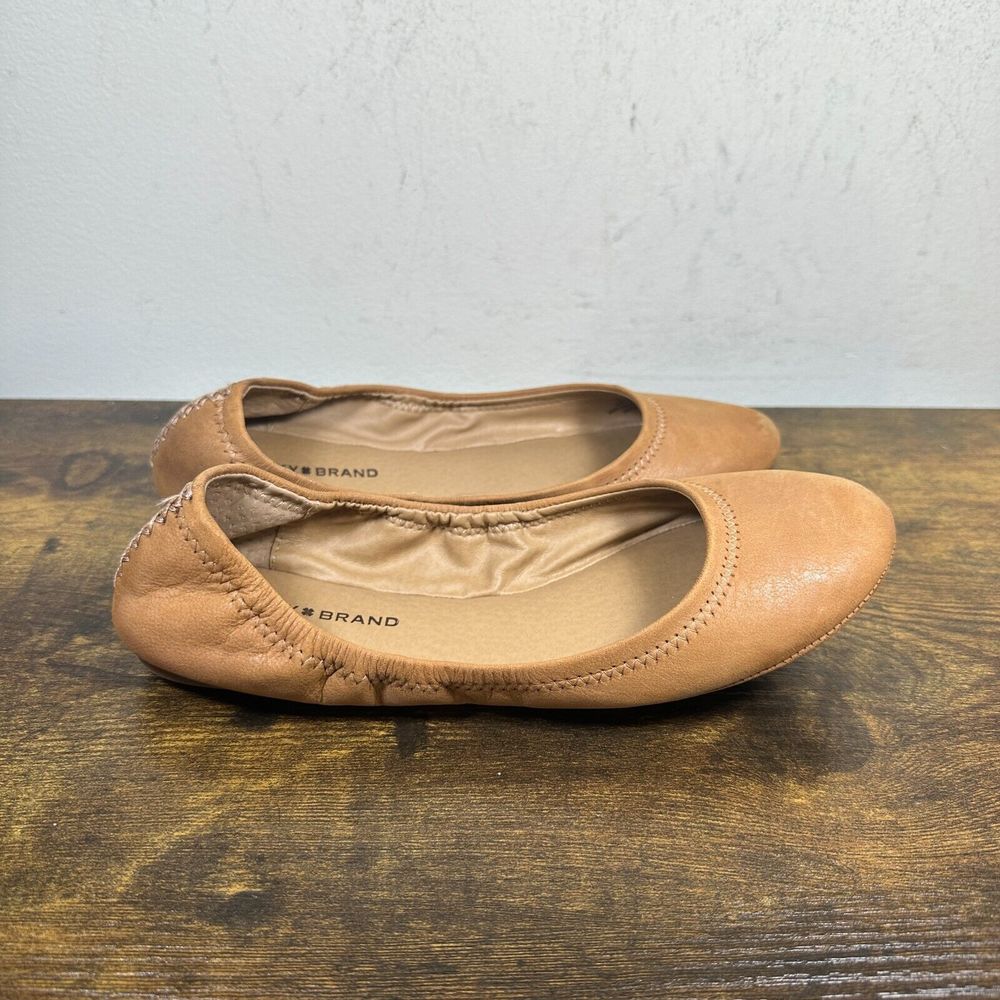 Lucky‎ Brand Emmie Tan Brown Leather Flats Shoes Women's Size 6.5 M